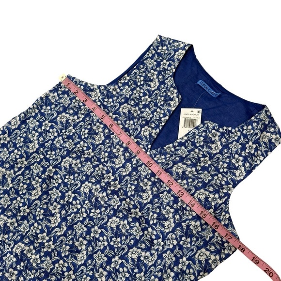 J. McLaughlin Rue Navy Blue Linen Floral Sleeveless Shift Dress XS NEW $218 - Picture 9 of 12
